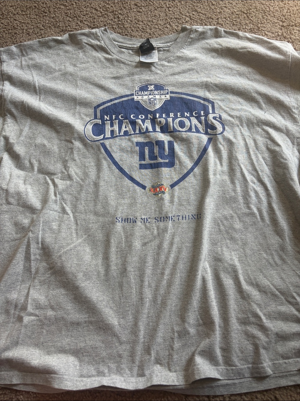 B73 Y2K Nike NY Giants NFC Champion SS Tee, XXL 1 stain